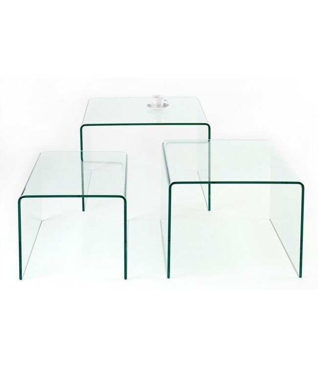Invicta Interior Designset van 3 glazen salontafels FANTOME 60cm bijzettafels transparant - 22864