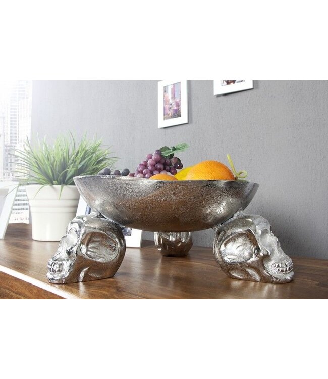 Invicta Interior Design fruitschaal SKULL 35cm zilveren aluminium schedelschaal - 22917