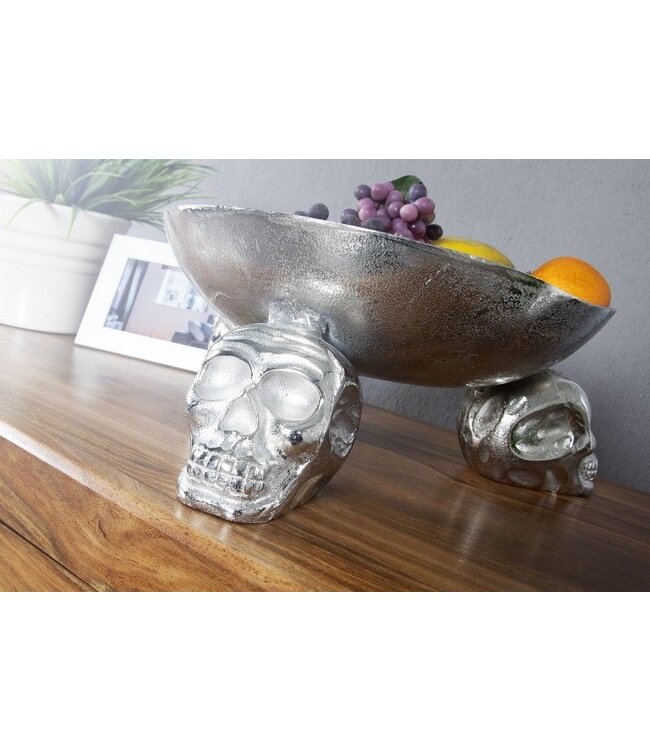 Invicta Interior Design fruitschaal SKULL 35cm zilveren aluminium schedelschaal - 22917