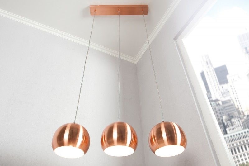 Moderne 3-delige hanglamp COPPER BALL koperen hanglamp in hoogte verstelbaar - 22975