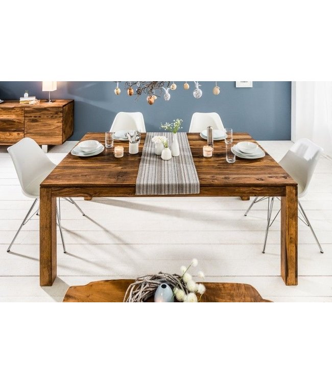 Invicta Interior Massief houten eettafel PURE 160-240cm natuurlijke Sheesham steenafwerking met verlengplaten - 35299