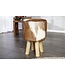 Invicta Interior Design kruk HIDE 45cm bruin wit met geitenleer en teak - 35441