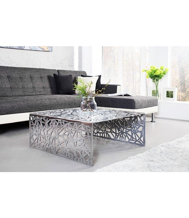 Invicta Interior Handgemaakte salontafel ABSTRACT 60cm aluminium zilverkleurig in Gap design - 35722