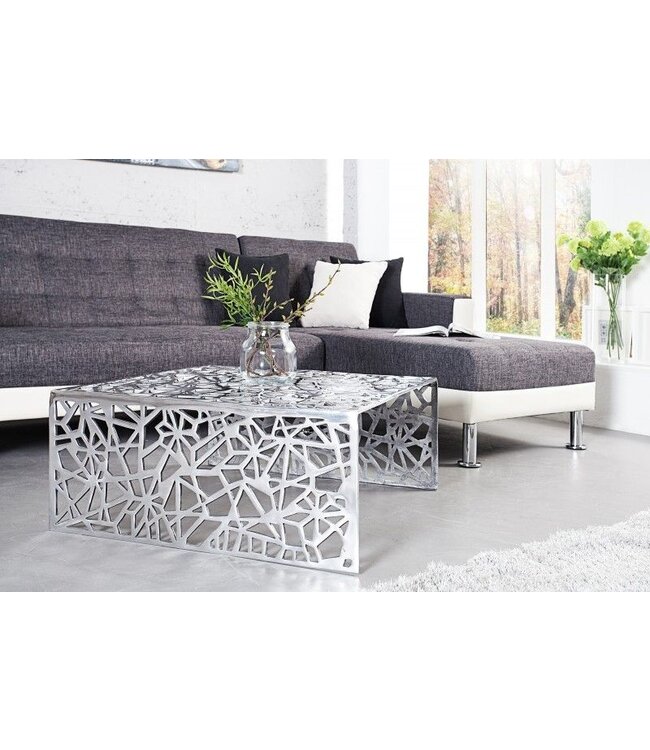 Invicta Interior Handgemaakte salontafel ABSTRACT 60cm aluminium zilverkleurig in Gap design - 35722