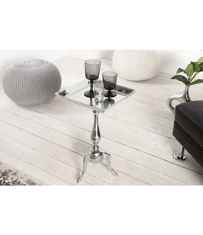 Invicta Interior Filigraan bijzettafel TRAYFUL 55cm zilveren aluminium dienbladtafel - 35725