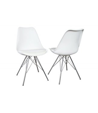 Invicta Interior Retro stoel SCANDINAVIA MEESTERSTUK wit met verchroomd stoelframe - 35784