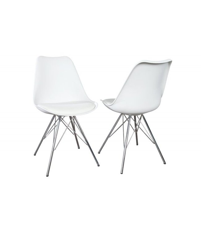 Invicta Interior Retro stoel SCANDINAVIA MEESTERSTUK wit met verchroomd stoelframe - 35784