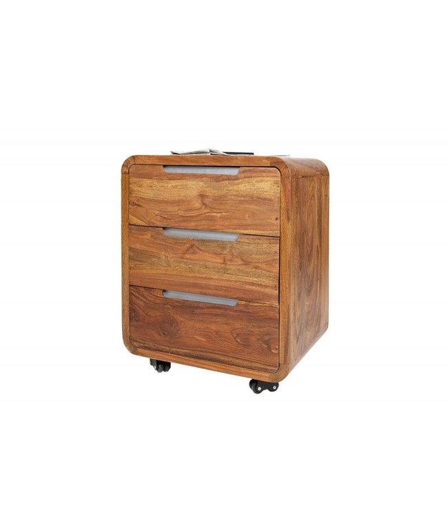 Invicta Interior Stevige rolcontainer CUBUS 60cm Sheesham Palissander Hout Steenafwerking 3 lades - 35896