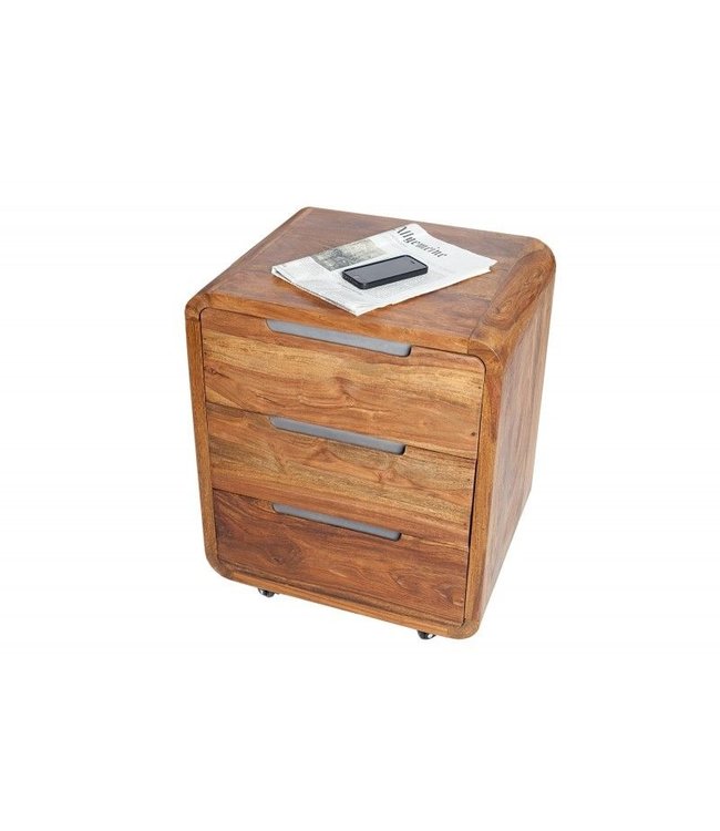 Invicta Interior Stevige rolcontainer CUBUS 60cm Sheesham Palissander Hout Steenafwerking 3 lades - 35896