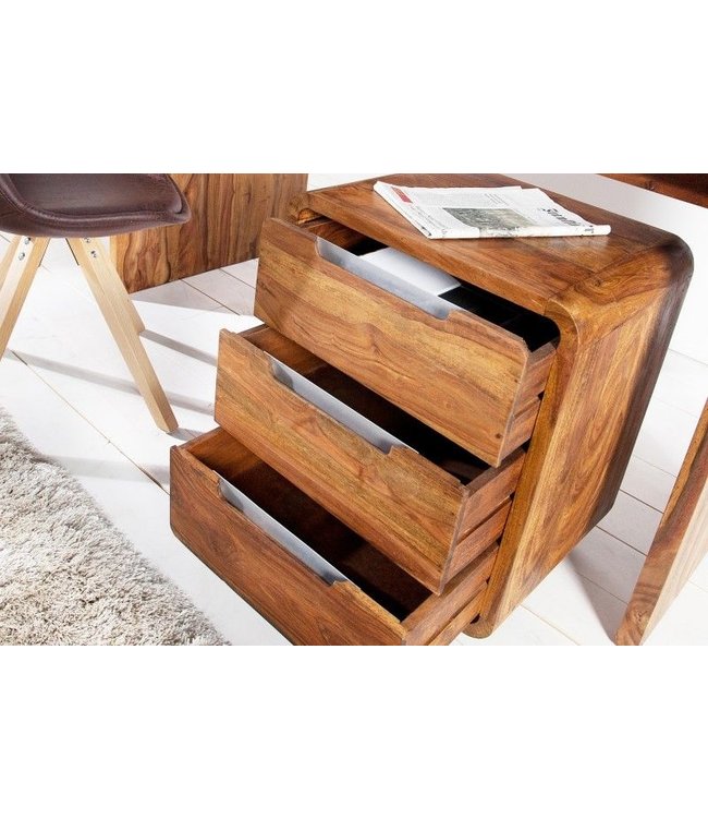 Invicta Interior Stevige rolcontainer CUBUS 60cm Sheesham Palissander Hout Steenafwerking 3 lades - 35896