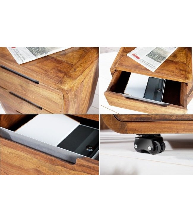 Invicta Interior Stevige rolcontainer CUBUS 60cm Sheesham Palissander Hout Steenafwerking 3 lades - 35896