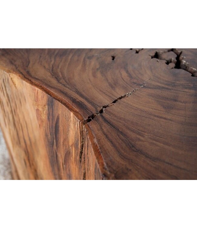 Invicta Interior Massief houten salontafel GOA 50cm acaciaboomstamkruk bijzettafel handgemaakt - 35899