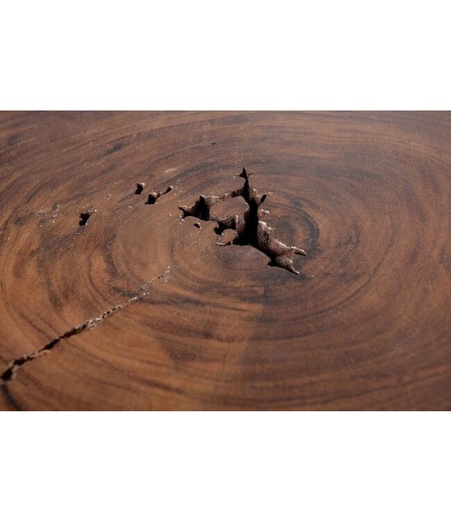 Invicta Interior Massief houten salontafel GOA 50cm acaciaboomstamkruk bijzettafel handgemaakt - 35899