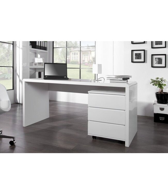 Invicta Interior Design bureau FAST TRADE 160cm wit hoogglans computertafel - 36025