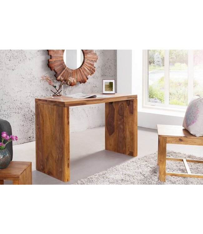 Invicta Interior Solide consoletafel MAKASSAR 100 cm bureau met sheesham steenafwerking - 36330