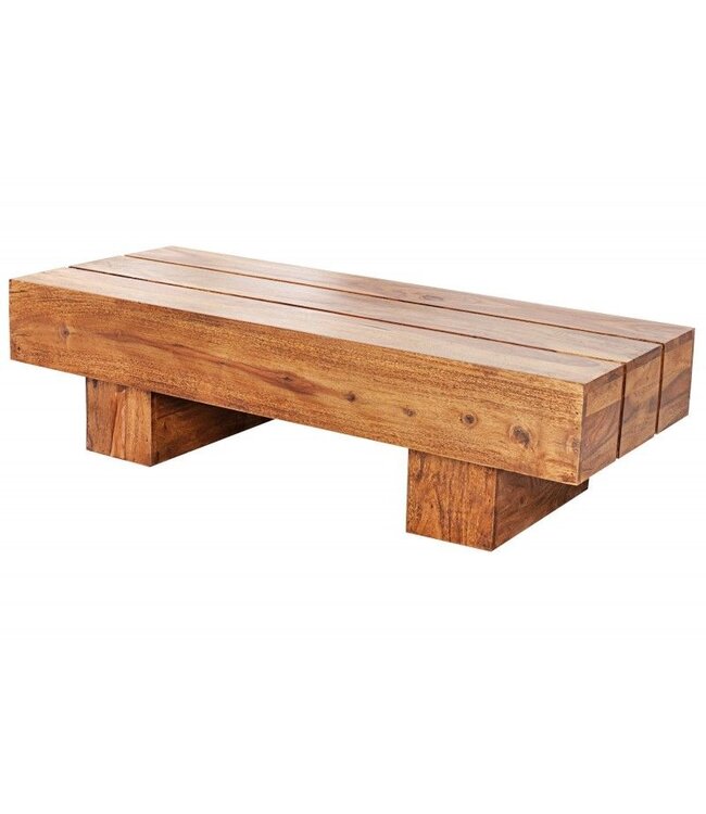 Invicta Interior Massief houten design salontafel BOLT 100cm Sheesham steenafwerking - 36337