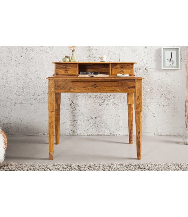 Invicta Interior Design secretaire HEMINGWAY M 90cm Sheesham massief houten bureau - 36340