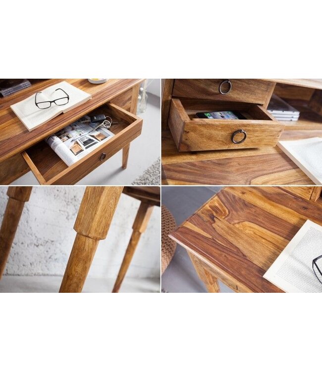 Invicta Interior Design secretaire HEMINGWAY M 90cm Sheesham massief houten bureau - 36340