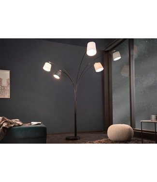 Invicta Interior Design booglamp LEVELS 205cm zwartgrijs 5 linnen tinten vloerlamp - 36398