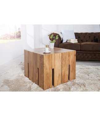 Invicta Interior Design bijzettafel CASTLE 45cm wild eiken naturel geolied krukje - 36439