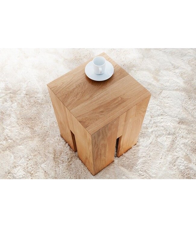 Invicta Interior Design bijzettafel CASTLE 45cm wild eiken naturel geolied krukje - 36439