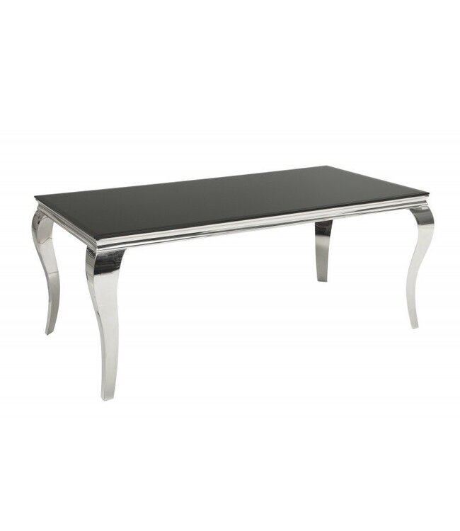 Invicta Interior Elegante design eettafel MODERN BAROK 180cm zwart roestvrijstalen opaalglas tafelblad - 36544