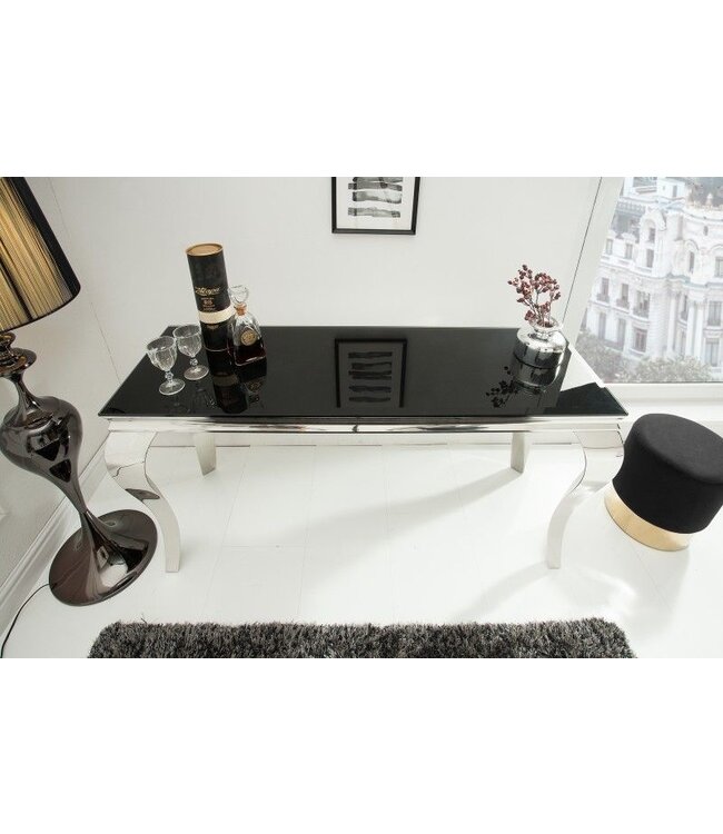Invicta Interior Elegante consoletafel MODERN BAROQUE 145cm zwart opaalglas roestvrijstalen poten - 36545