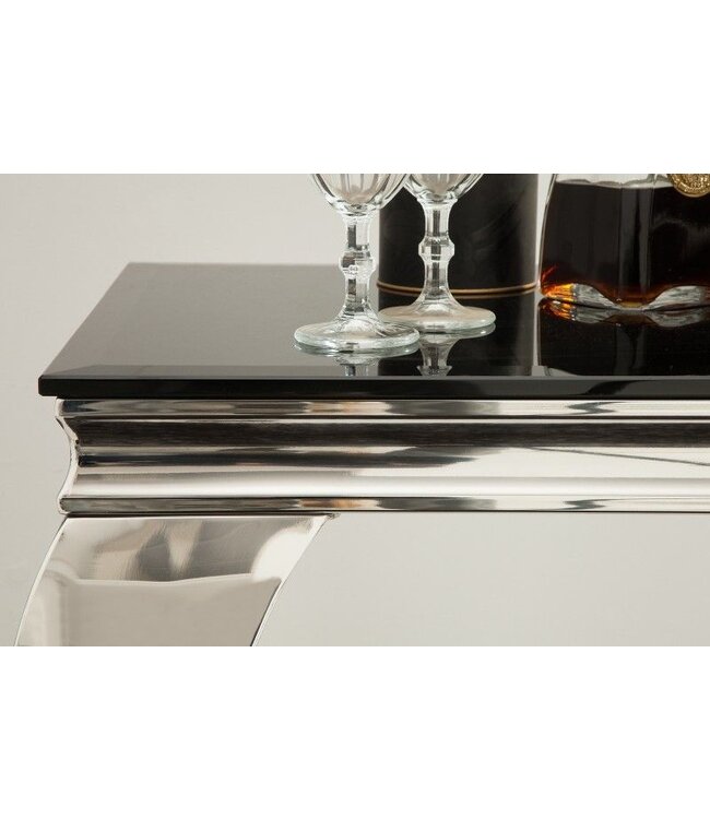 Invicta Interior Elegante consoletafel MODERN BAROQUE 145cm zwart opaalglas roestvrijstalen poten - 36545