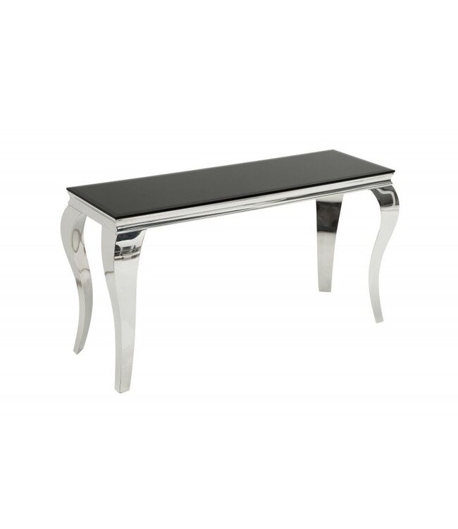 Invicta Interior Elegante consoletafel MODERN BAROQUE 145cm zwart opaalglas roestvrijstalen poten - 36545