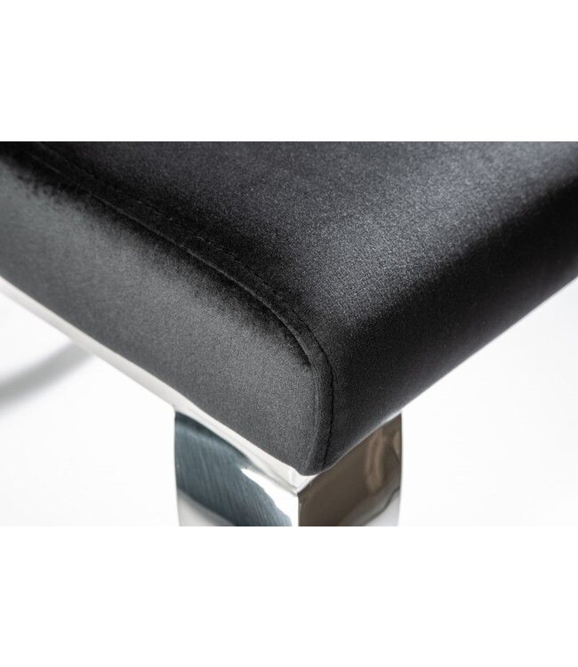 Invicta Interior Elegante stoel MODERN BAROK zwart fluwelen stoelpoten van roestvrij staal - 36546