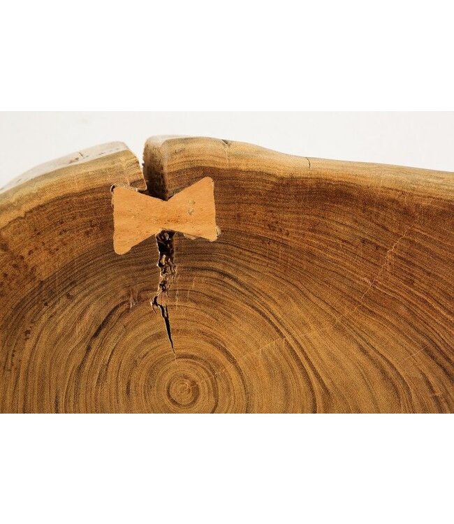 Invicta Interior Ronde salontafel GOA 60cm massief acaciahout boomstam zwart metalen poten - 36558