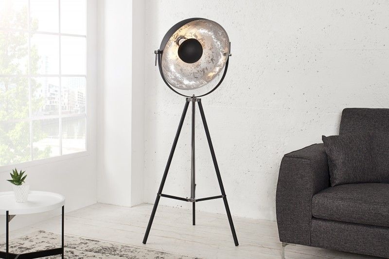 Vloerlamp BIG STUDIO 170cm zwart zilver bladlook industrieel design - 36562