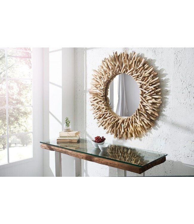 Invicta Interior Handgemaakte teakhouten spiegel RIVERSIDE 80cm natuurlijk drijfhout - 36577