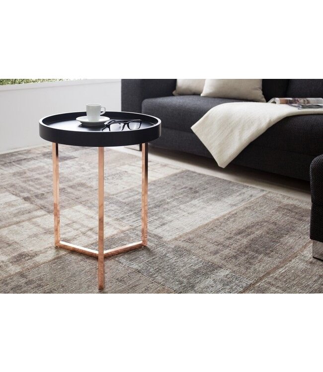 Invicta Interior Extravagante bijzettafel MODULAR 40cm mat zwart koper rond incl. dienblad - 36716