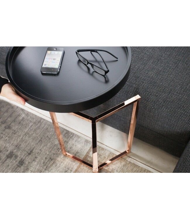 Invicta Interior Extravagante bijzettafel MODULAR 40cm mat zwart koper rond incl. dienblad - 36716
