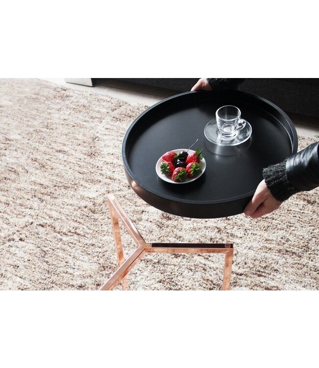 Invicta Interior Extravagante bijzettafel MODULAR 40cm mat zwart koper rond incl. dienblad - 36716