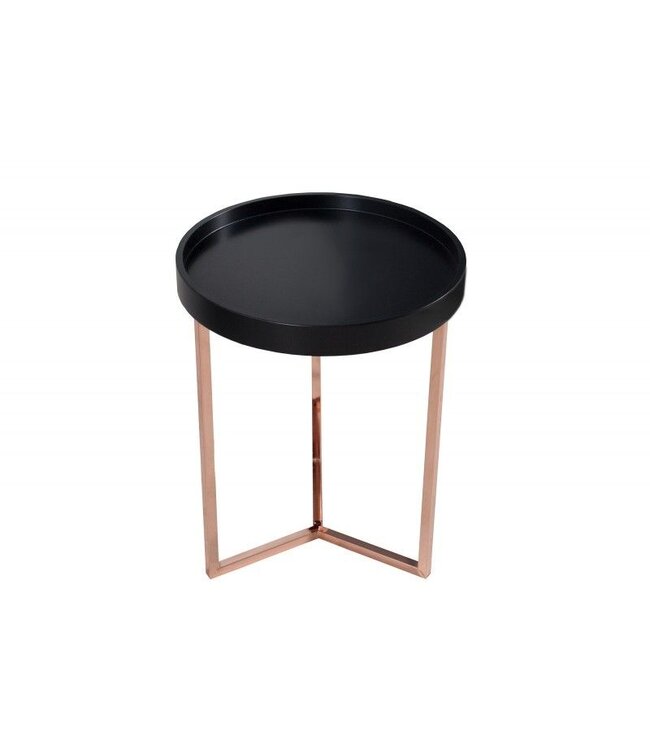Invicta Interior Extravagante bijzettafel MODULAR 40cm mat zwart koper rond incl. dienblad - 36716
