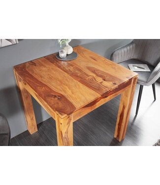 Invicta Interior Massief houten eettafel PURE 70cm bistrotafel met natuurlijke Sheesham steenafwerking vierkant - 36746