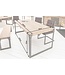 Invicta Interior Industriële design eettafel FACTORY 160cm acacia teakgrijs wit gekalkte metalen poten loper - 36769
