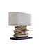 Invicta Interior Handgemaakte drijfhoutlamp RIVERINE 55 cm tafellamp met cremekleurige linnen kap - 36786