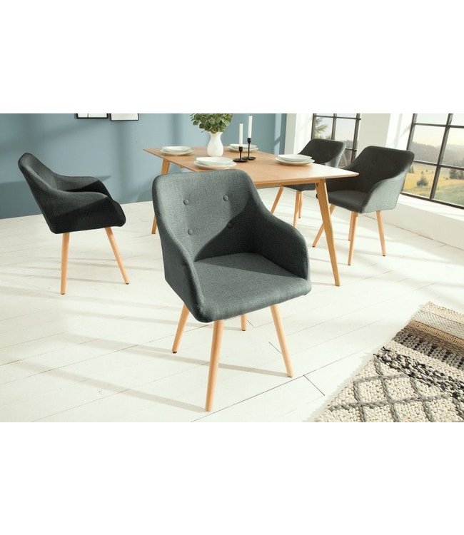 Invicta Interior Retro design stoel SCANDINAVIA MEESTERSTUK grijs met armleuning - 36823