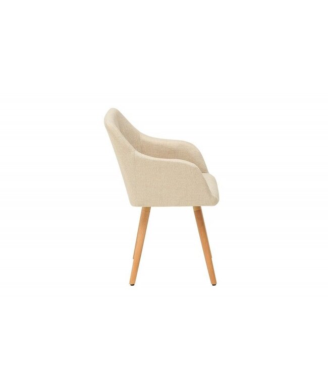 Invicta Interior Retro design stoel SCANDINAVIA MEESTERSTUK beige met armleuning - 36824