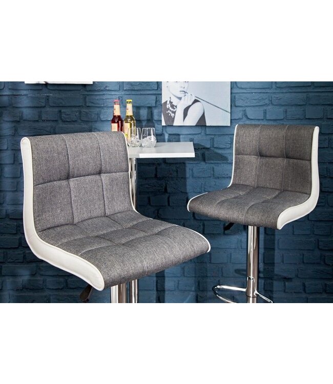 Invicta Interior In hoogte verstelbare barkruk MODENA grijs witte barstoel met voetsteun - 36829