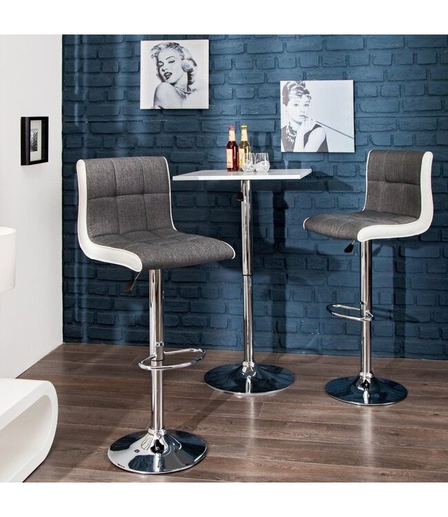 Invicta Interior In hoogte verstelbare barkruk MODENA grijs witte barstoel met voetsteun - 36829