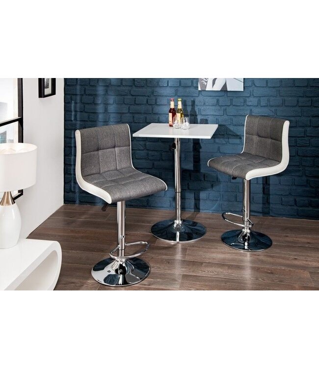 Invicta Interior In hoogte verstelbare barkruk MODENA grijs witte barstoel met voetsteun - 36829