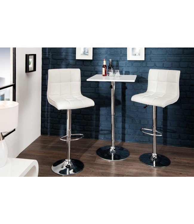 Invicta Interior In hoogte verstelbare barkruk MODENA witte barstoel met voetsteun - 36919