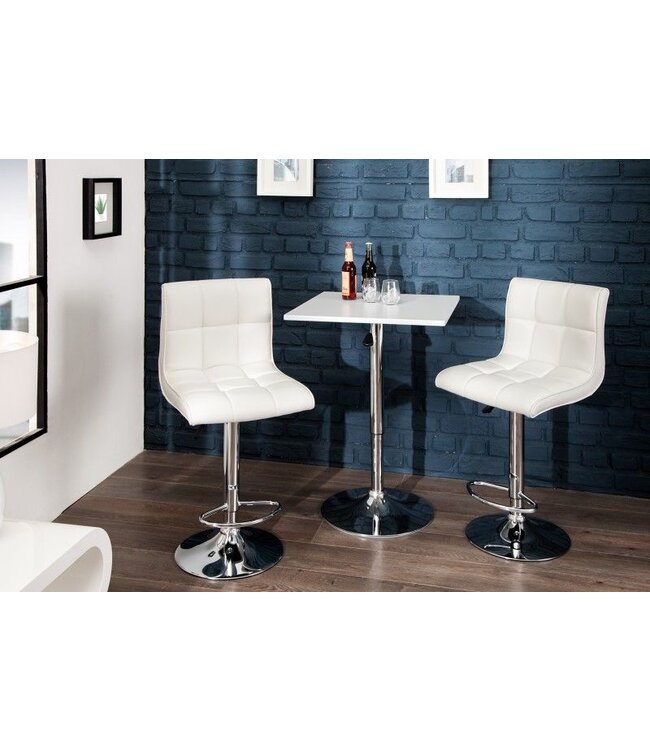 Invicta Interior In hoogte verstelbare barkruk MODENA witte barstoel met voetsteun - 36919