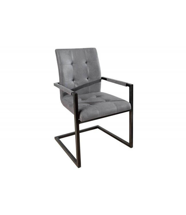 Invicta Interior Design sledestoel OXFORD vintage grijs met armleuning ijzeren frame - 36960
