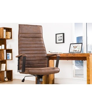 Invicta Interior In hoogte verstelbare bureaustoel LAZIO vintage bruine directiestoel met armleuningen - 37075