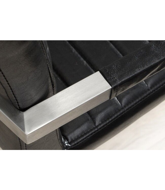 Invicta Interior industrieele sledestoel LOFT antiek zwart met armleuning RVS frame - 37079